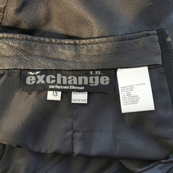 Exchange by Irwin Bilerman leather mini skirt size 13 black - Picture 3 of 3